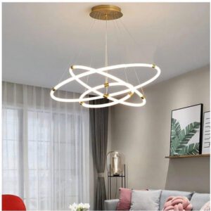 Suspension double anneau LED doré