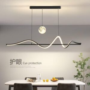 Suspension vague LED avec globe lune