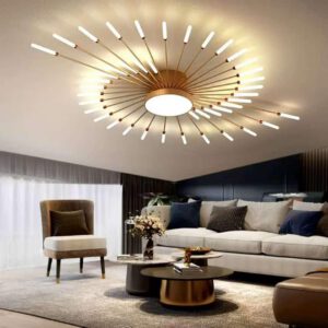 Plafonnier soleil rayons dorés LED
