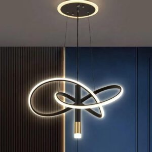 Suspension anneau noir halo lumineux