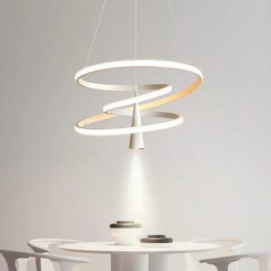 Suspension spirale LED double hélice blanche