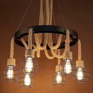 Lustre anneau corde tressée noir