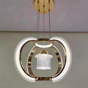 Suspension design doré et blanc