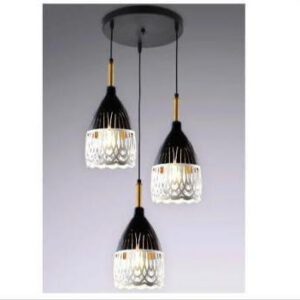 Suspension trio cage dorée et crème