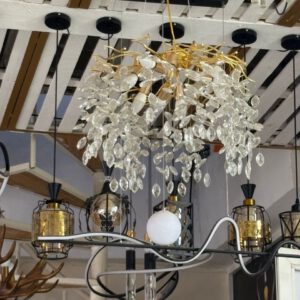 Lustre grappe cristal doré