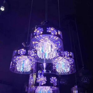 Lustre pampilles cristal bronze avec ventilateur