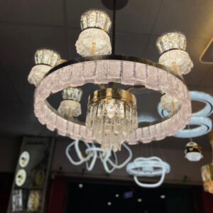 Lustre pétales cristal LED doré