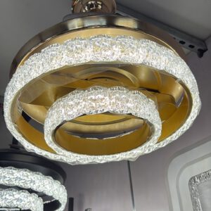 Suspension anneau doré cristal LED