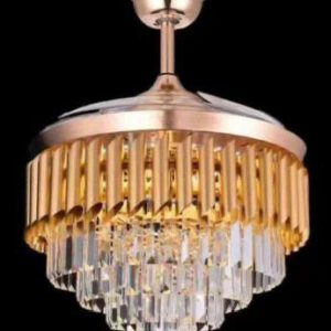 Ventilateur de plafond LED à cristaux (doré)