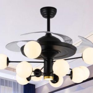Ventilateur de plafond lustre LED noir